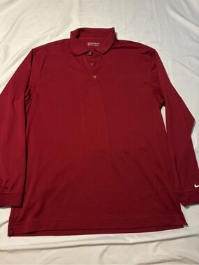 Men’s Nike Golf Long Sleeved Polo Maroon  Sz Large Dri Fit